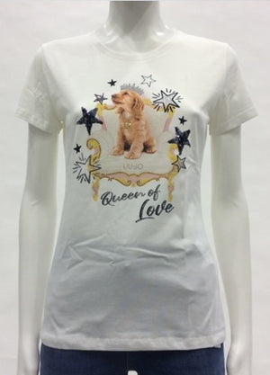 T-shirt stampa cane bianca